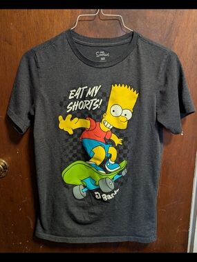 The Simpsons "Eat My Shorts" Bart Skateboard Graphic Tee - Dark Gray